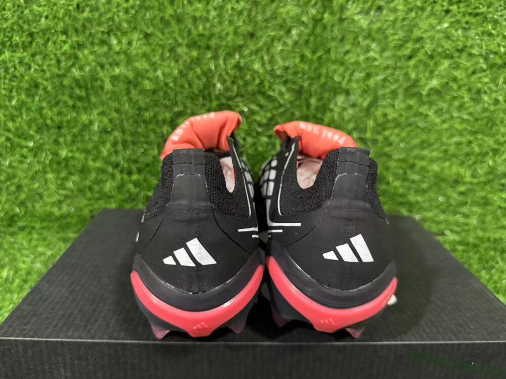 Adidas Predator 26 Elite Fold-Over Tongue FG Firm Ground Soccer Cleats - Black/Crimson Red/Metallic Silver