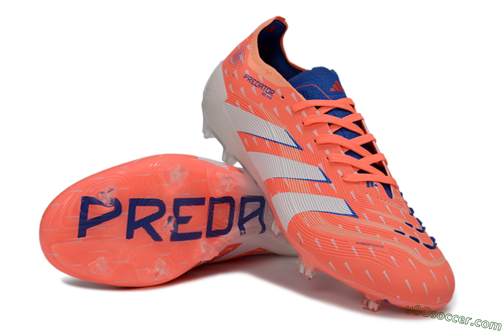 Adidas Predator 26 Elite FG Firm Ground Soccer Cleats - Coral/Royal Blue/White 3