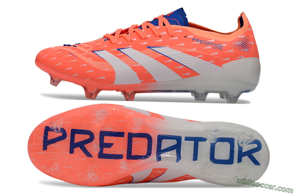 Adidas Predator 26 Elite FG Firm Ground Soccer Cleats - Coral/Royal Blue/White 0