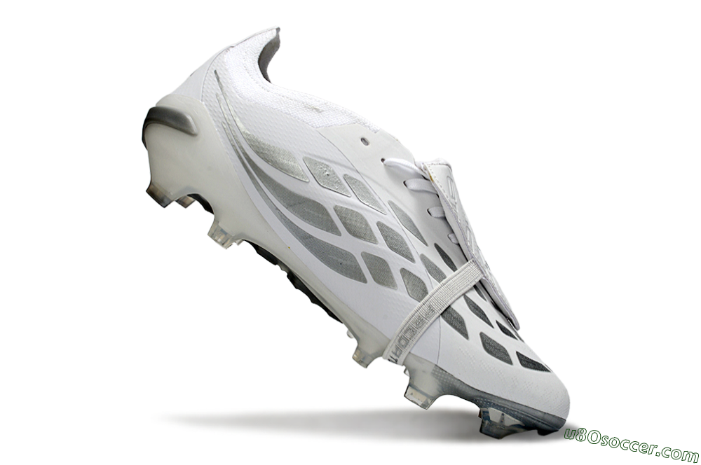 Adidas Predator 26 Elite Fold-Over Tongue FG Firm Ground Soccer Cleats - White/Silver/Cloud 5