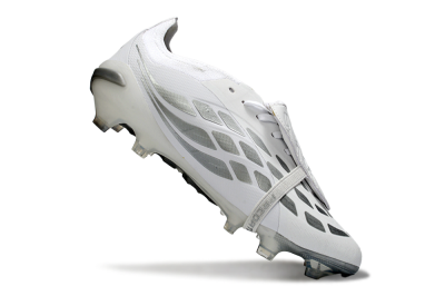 Adidas Predator 26 Elite Fold-Over Tongue FG Firm Ground Soccer Cleats - White/Silver/Cloud