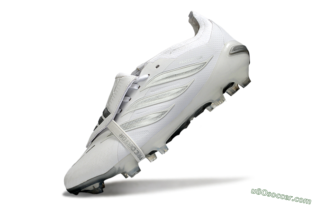 Adidas Predator 26 Elite Fold-Over Tongue FG Firm Ground Soccer Cleats - White/Silver/Cloud 6