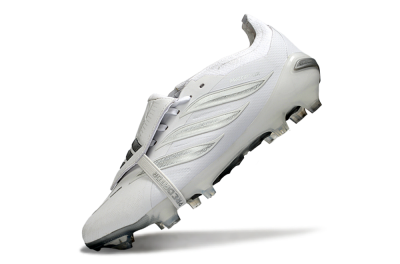 Adidas Predator 26 Elite Fold-Over Tongue FG Firm Ground Soccer Cleats - White/Silver/Cloud