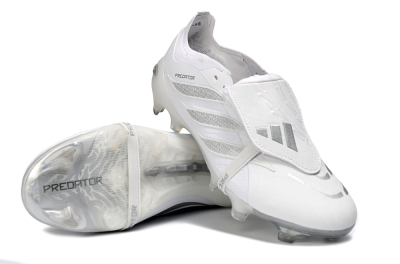 Adidas Predator 26 Elite Fold-Over Tongue FG Firm Ground Soccer Cleats - White/Silver/Cloud