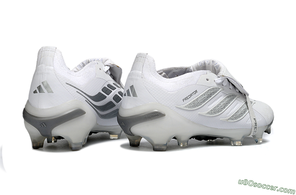 Adidas Predator 26 Elite Fold-Over Tongue FG Firm Ground Soccer Cleats - White/Silver/Cloud 7