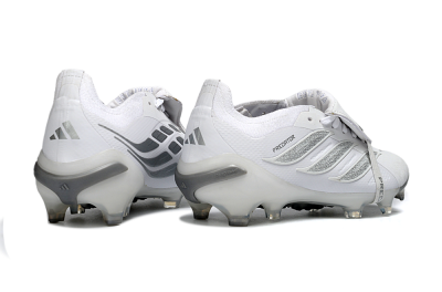 Adidas Predator 26 Elite Fold-Over Tongue FG Firm Ground Soccer Cleats - White/Silver/Cloud