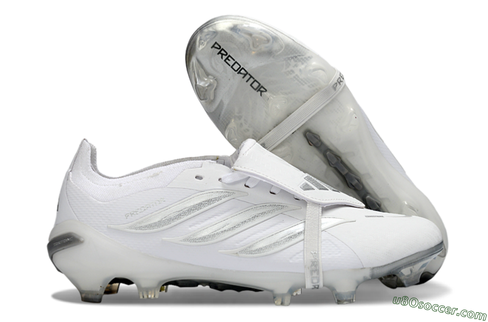 Adidas Predator 26 Elite Fold-Over Tongue FG Firm Ground Soccer Cleats - White/Silver/Cloud 1
