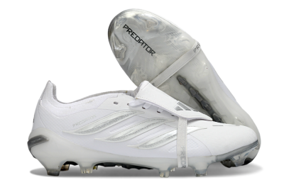Adidas Predator 26 Elite Fold-Over Tongue FG Firm Ground Soccer Cleats - White/Silver/Cloud