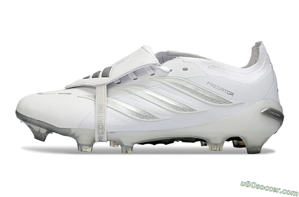 Adidas Predator 26 Elite Fold-Over Tongue FG Firm Ground Soccer Cleats - White/Silver/Cloud 2