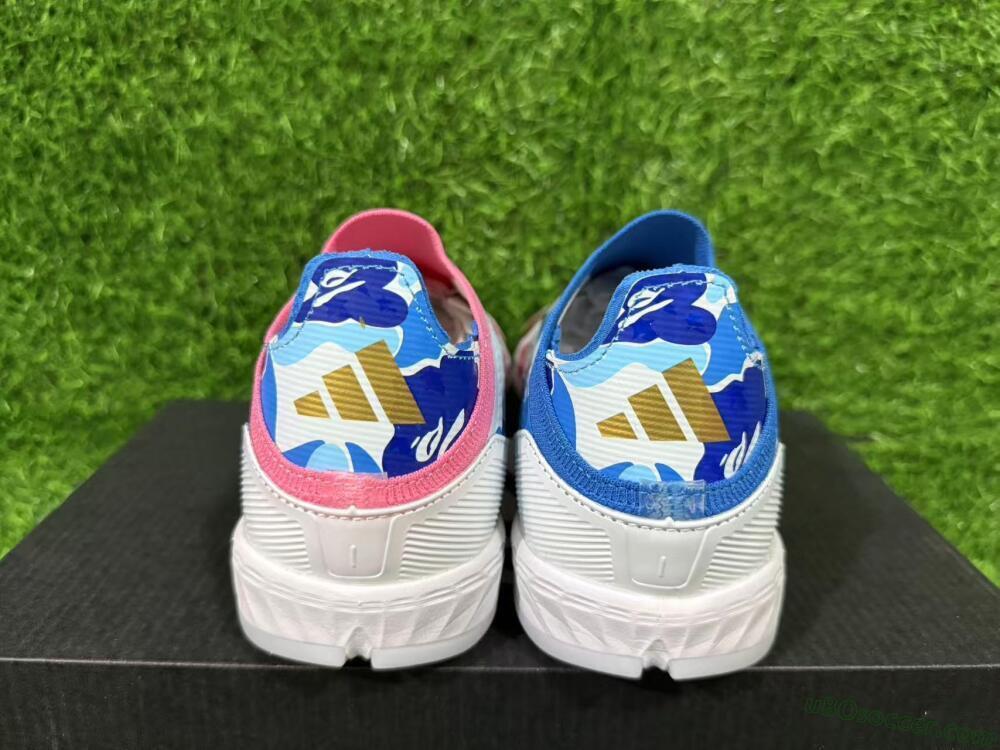 Adidas F50 Elite Laceless TF Artificial Turf Soccer Shoes - Pink/Coral Blue/Soft White