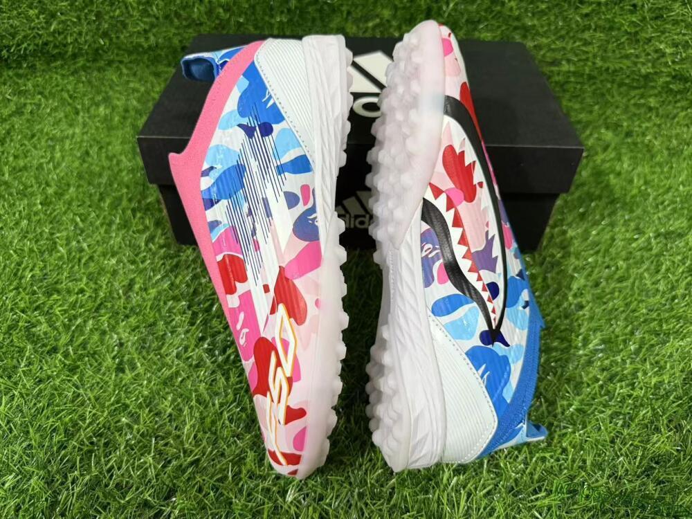 Adidas F50 Elite Laceless TF Artificial Turf Soccer Shoes - Pink/Coral Blue/Soft White