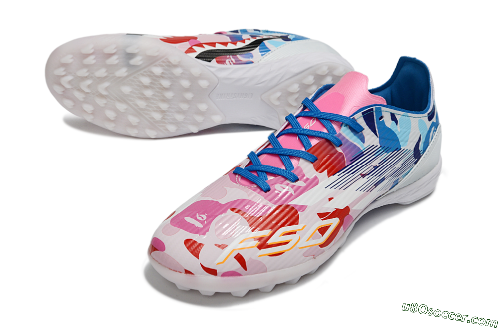 Adidas F50 Elite TF Artificial Turf Soccer Shoes - Pink/Vibrant Pink/Cool Blue 3