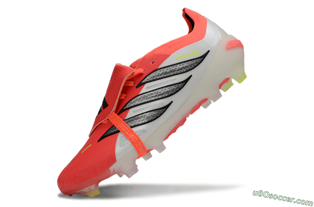 Adidas Predator 26 Elite Fold-Over Tongue FG Firm Ground Soccer Cleats - Red/Dynamic Orange/Black 6