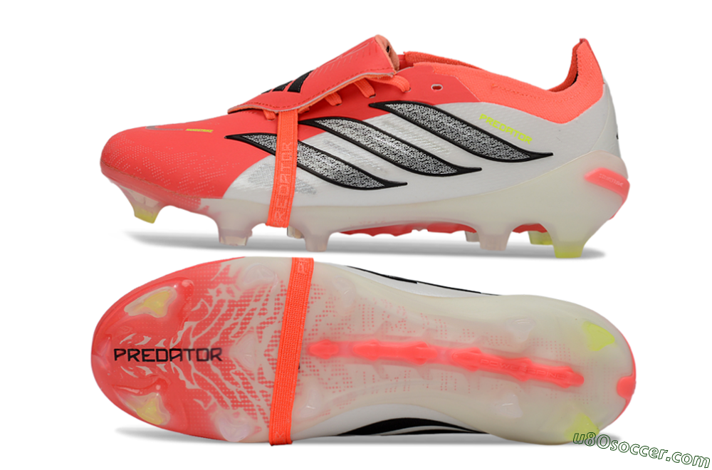 Adidas Predator 26 Elite Fold-Over Tongue FG Firm Ground Soccer Cleats - Red/Dynamic Orange/Black 0