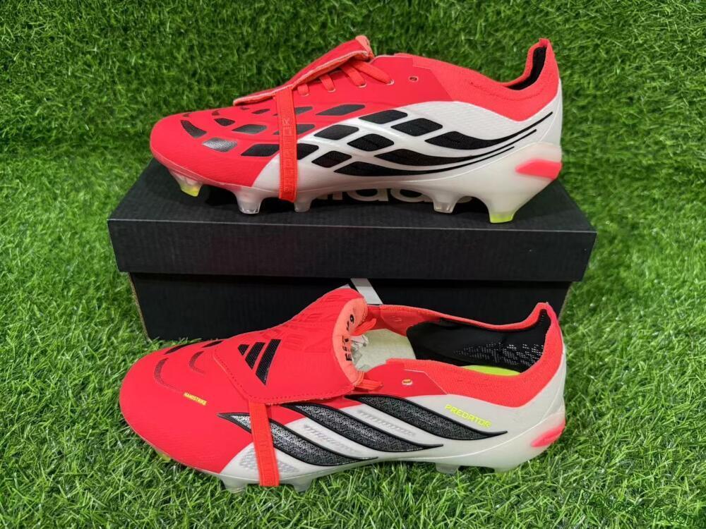 Adidas Predator 26 Elite Fold-Over Tongue FG Firm Ground Soccer Cleats - Red/Dynamic Orange/Black