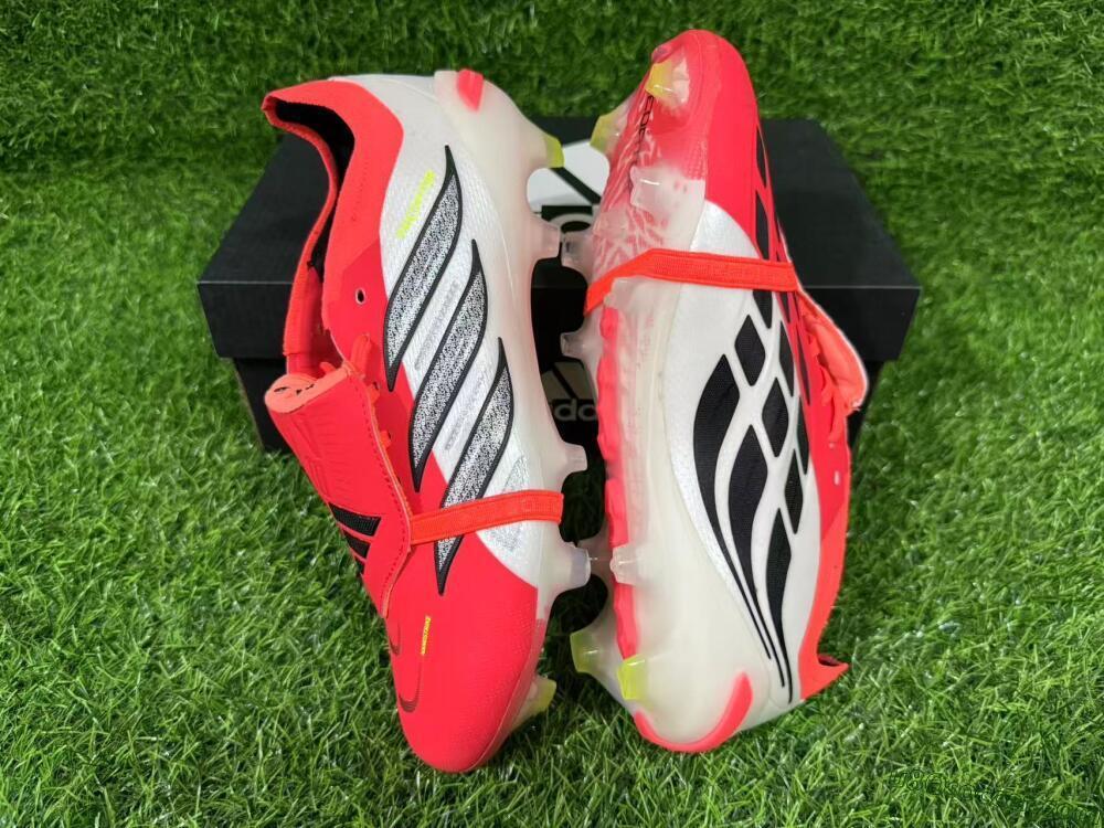 Adidas Predator 26 Elite Fold-Over Tongue FG Firm Ground Soccer Cleats - Red/Dynamic Orange/Black