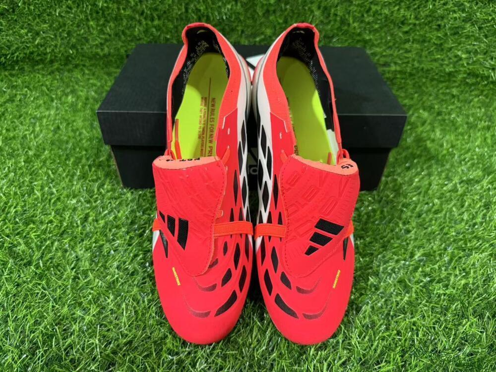 Adidas Predator 26 Elite Fold-Over Tongue FG Firm Ground Soccer Cleats - Red/Dynamic Orange/Black