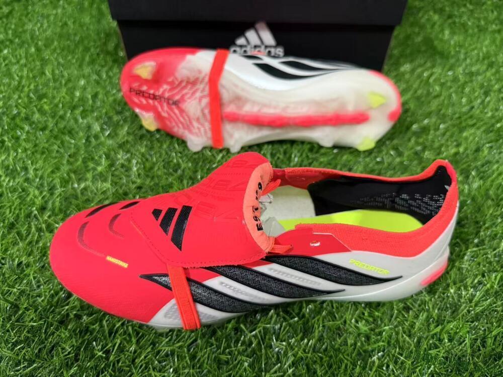 Adidas Predator 26 Elite Fold-Over Tongue FG Firm Ground Soccer Cleats - Red/Dynamic Orange/Black