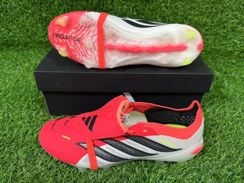 Adidas Predator 26 Elite Fold-Over Tongue FG Firm Ground Soccer Cleats - Red/Dynamic Orange/Black