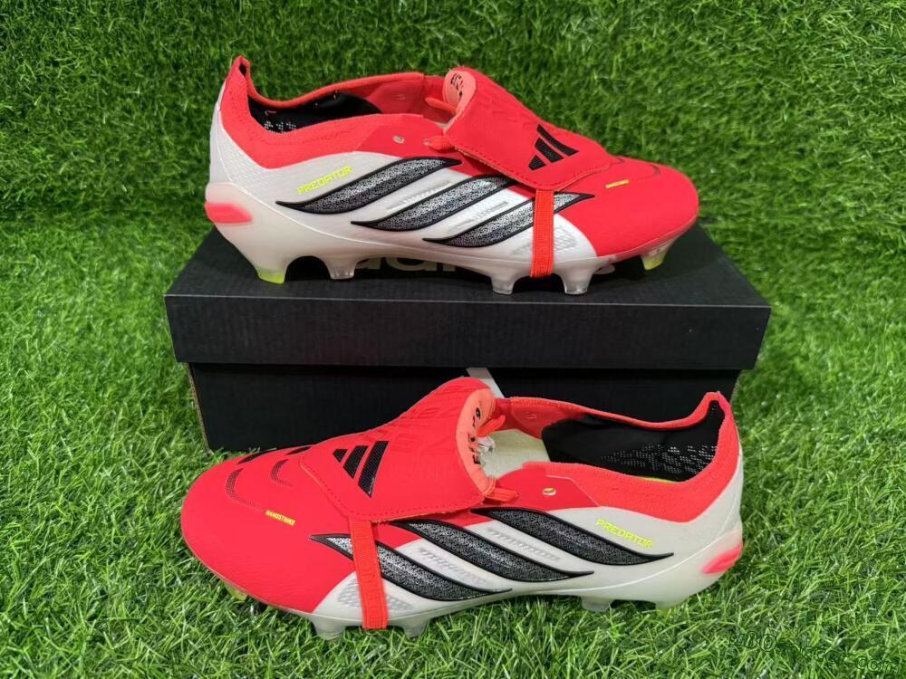 Adidas Predator 26 Elite Fold-Over Tongue FG Firm Ground Soccer Cleats - Red/Dynamic Orange/Black