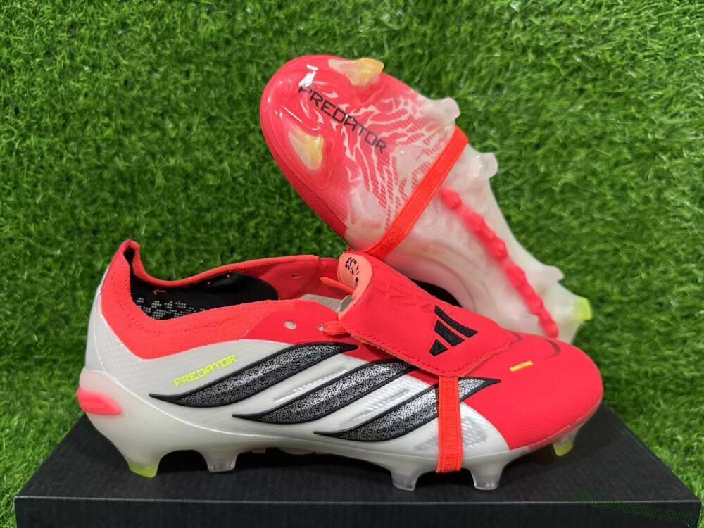 Adidas Predator 26 Elite Fold-Over Tongue FG Firm Ground Soccer Cleats - Red/Dynamic Orange/Black