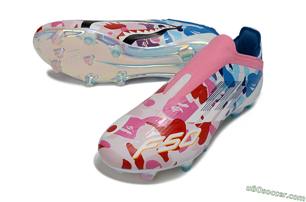 Adidas F50 Elite Laceless FG Firm Ground Soccer Cleats - Pink/Vibrant Pink/Marine Blue 3