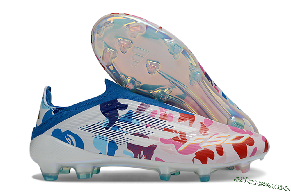 Adidas F50 Elite Laceless FG Firm Ground Soccer Cleats - Pink/Vibrant Pink/Marine Blue 1