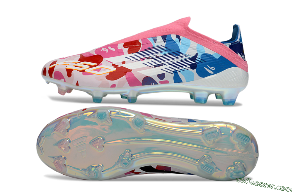Adidas F50 Elite Laceless FG Firm Ground Soccer Cleats - Pink/Vibrant Pink/Marine Blue 0