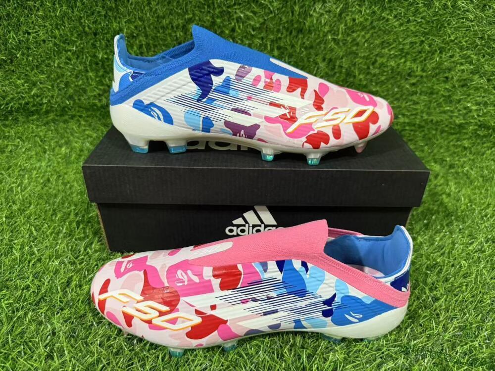 Adidas F50 Elite Laceless FG Firm Ground Soccer Cleats - Pink/Vibrant Pink/Marine Blue