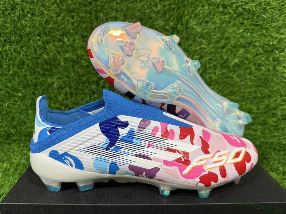 Adidas F50 Elite Laceless FG Firm Ground Soccer Cleats - Pink/Vibrant Pink/Marine Blue