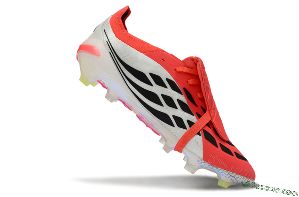 Adidas Predator 26 Elite Fold-Over Tongue FG Firm Ground Soccer Cleats - Red/Neon Orange/Black 4