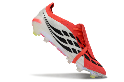Adidas Predator 26 Elite Fold-Over Tongue FG Firm Ground Soccer Cleats - Red/Neon Orange/Black