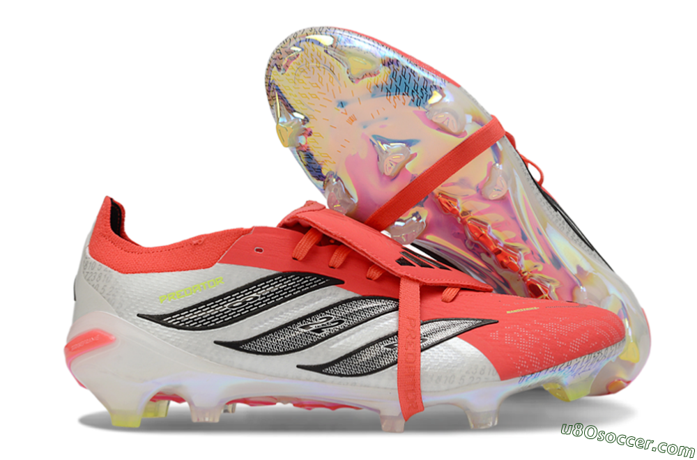 Adidas Predator 26 Elite Fold-Over Tongue FG Firm Ground Soccer Cleats - Red/Neon Orange/Black 1