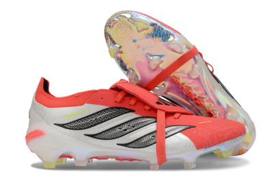 Adidas Predator 26 Elite Fold-Over Tongue FG Firm Ground Soccer Cleats - Red/Neon Orange/Black