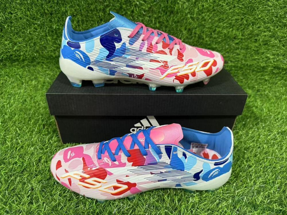 Adidas F50 Elite FG Firm Ground Soccer Cleats - Pink/Sky Blue/Candy Red