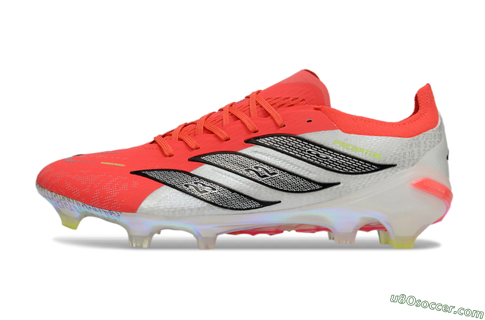 Adidas Predator 26 Elite FG Firm Ground Soccer Cleats - Red/Coral Burst/Metallic Silver 2