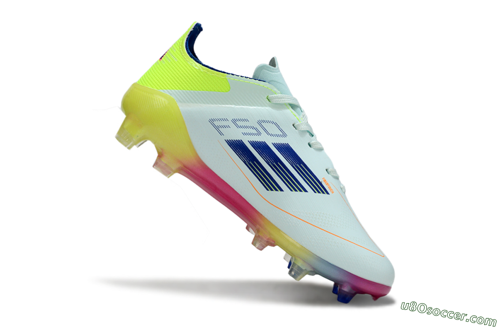 Adidas F50 Elite FG Firm Ground Soccer Cleats - White/Neon Yellow/Coral Pink 3