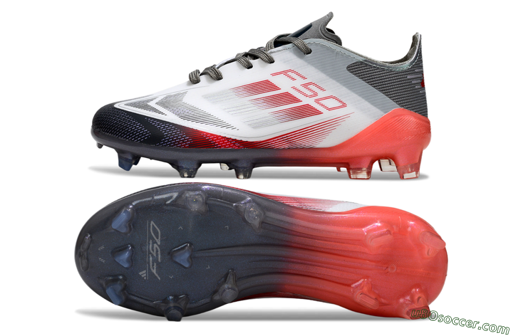 Adidas F50 Elite FG Firm Ground Soccer Cleats - White/Crimson Red/Charcoal Gray 0