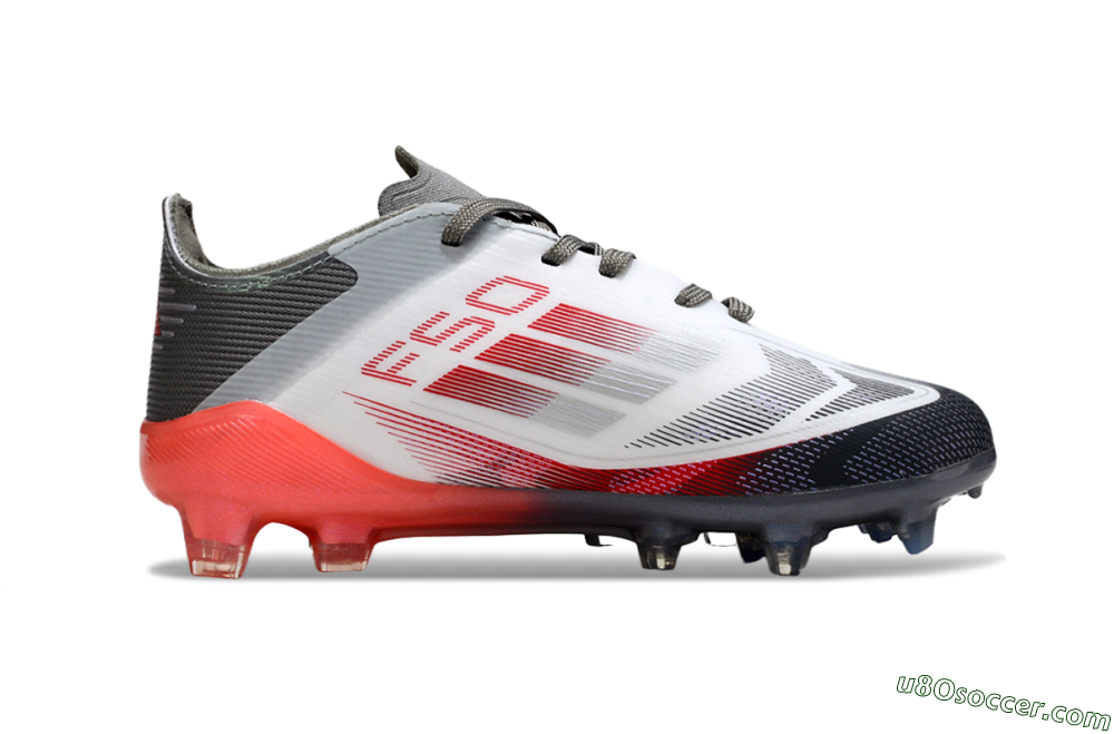 Adidas F50 Elite FG Firm Ground Soccer Cleats - White/Crimson Red/Charcoal Gray 6