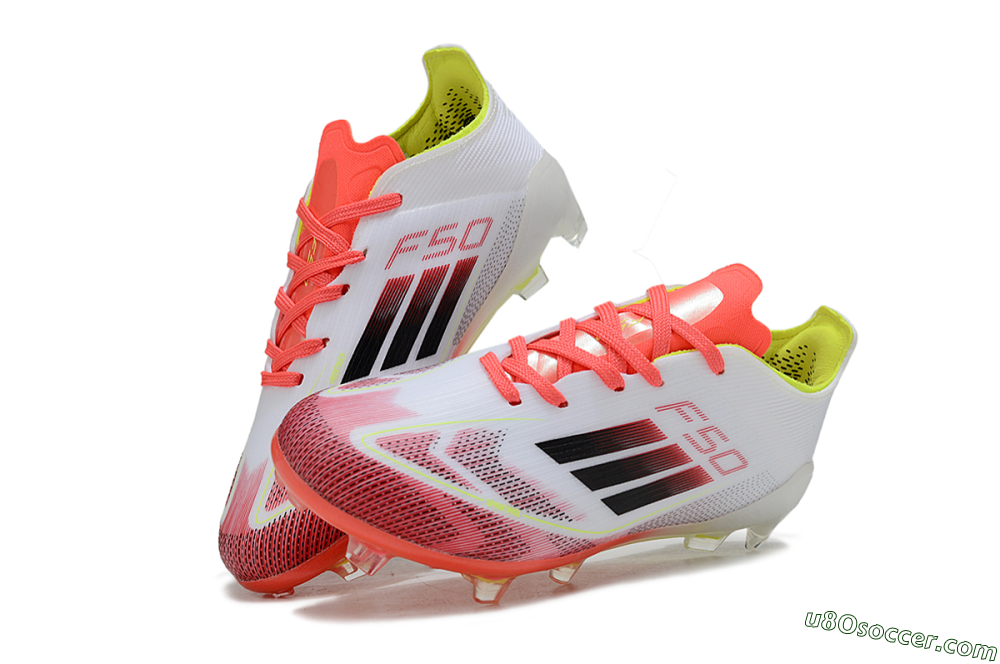 Adidas F50 Elite FG Firm Ground Soccer Cleats - White/Fiery Red/Lime Green 2