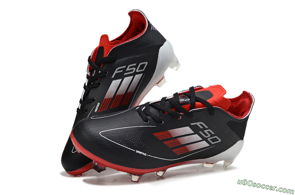Adidas F50 Elite FG Firm Ground Soccer Cleats - Black/Crimson Red/White 2