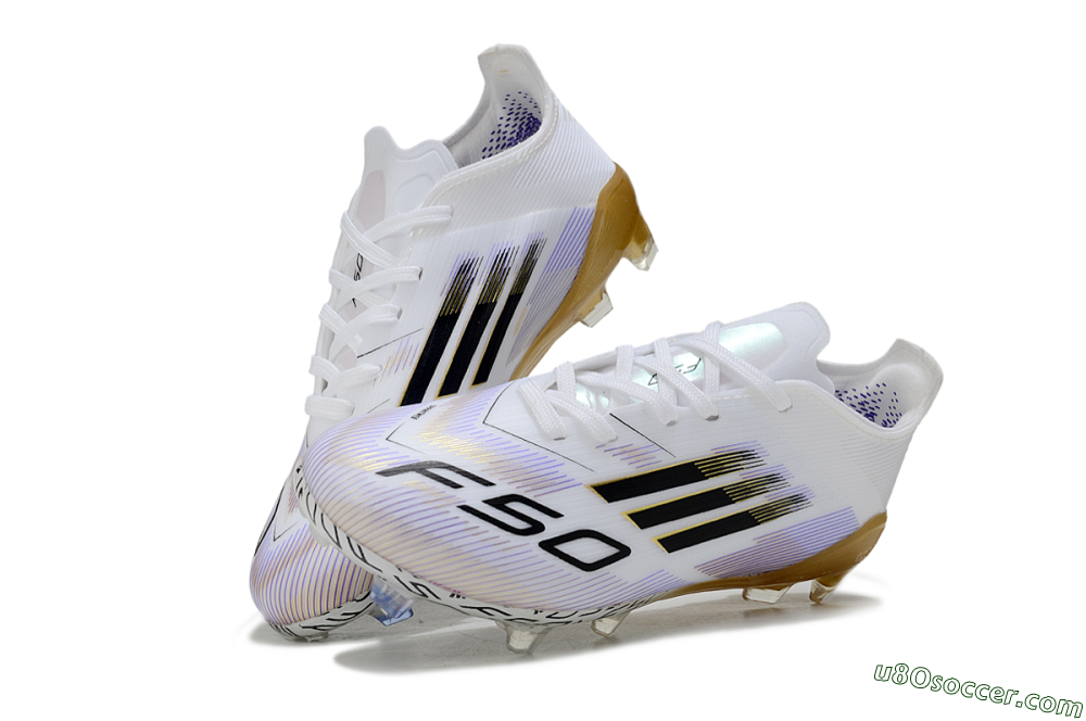 Adidas F50 Elite FG Firm Ground Soccer Cleats - White/Golden Glow/Black Stripes 2