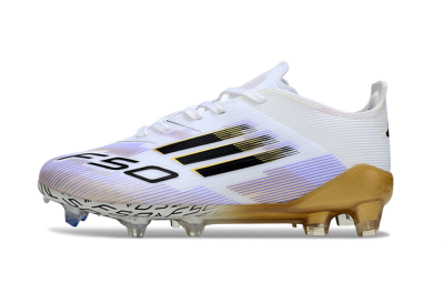 Adidas F50 Elite FG Firm Ground Soccer Cleats - White/Golden Glow/Black Stripes
