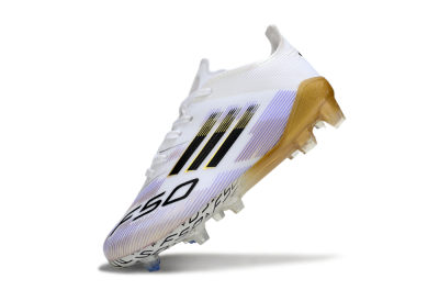 Adidas F50 Elite FG Firm Ground Soccer Cleats - White/Golden Glow/Black Stripes