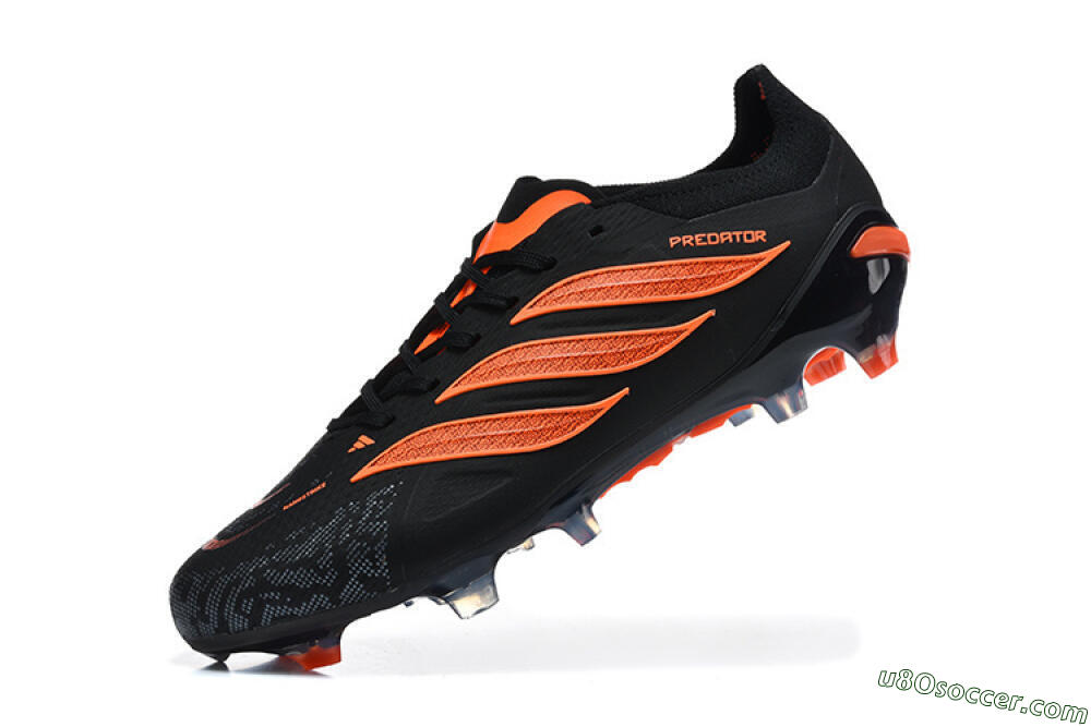 Adidas Predator 26 Elite FG Firm Ground Soccer Cleats - Black/Vibrant Orange/Shadow Black 8