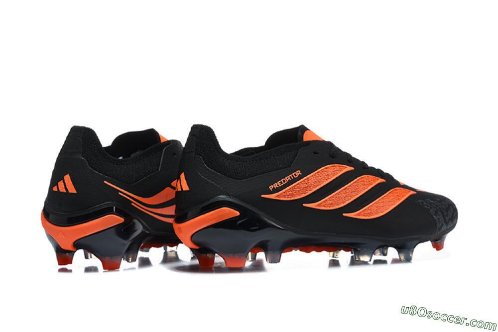Adidas Predator 26 Elite FG Firm Ground Soccer Cleats - Black/Vibrant Orange/Shadow Black 9