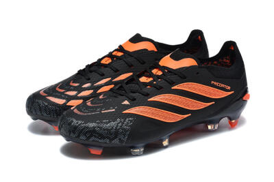 Adidas Predator 26 Elite FG Firm Ground Soccer Cleats - Black/Vibrant Orange/Shadow Black