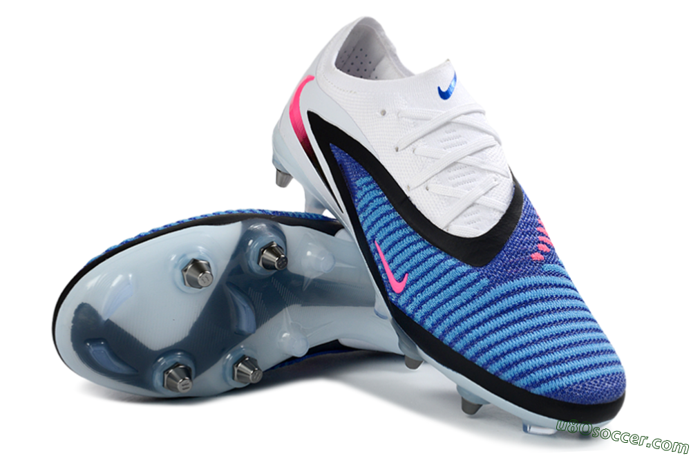Nike Phantom 6 Elite Low SG Soft Ground Soccer Cleats - Blue/Electric Blue/Neon Pink 3