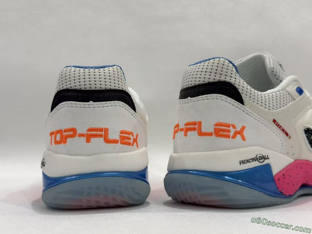 Joma Top Flex IC Indoor & Futsal Soccer Shoes - White/Coral Pink/Ocean Blue