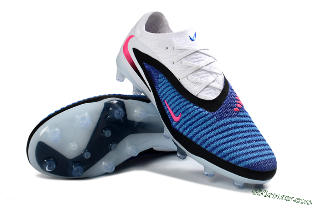 Nike Phantom 6 Elite Low AG Artificial Grass Soccer Cleats - Blue/Electric Blue/Neon Pink 3